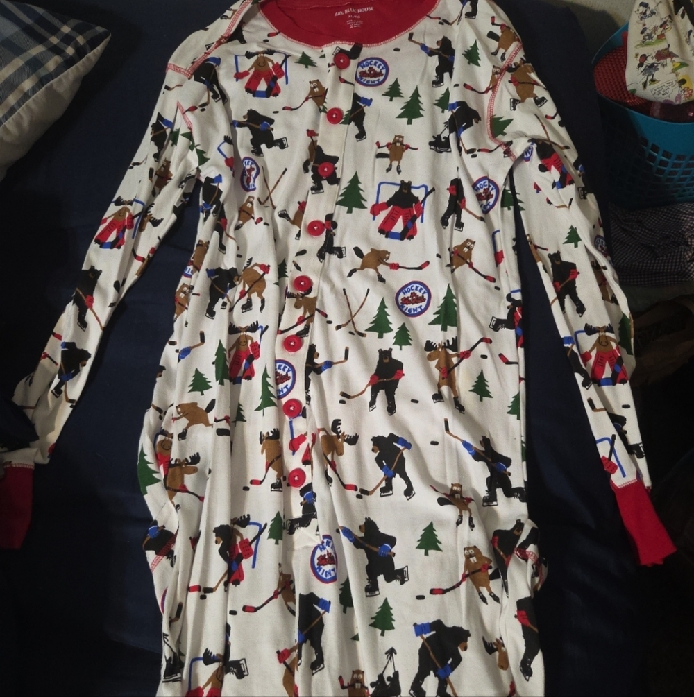 little blue house extra large one-piece pajamas hockey night in the wild